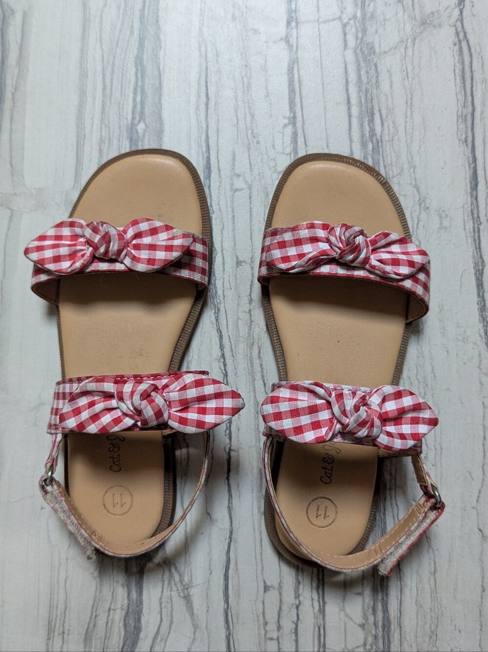 Girls Gingam Summer Sandals